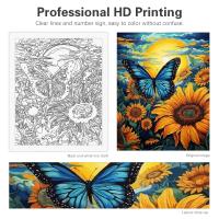 RUOPOTY-pintura por número con Marco, girasoles, mariposa, arte de pared, Imagen en números, manualidades Diy, obra de arte en lienzo - details 2