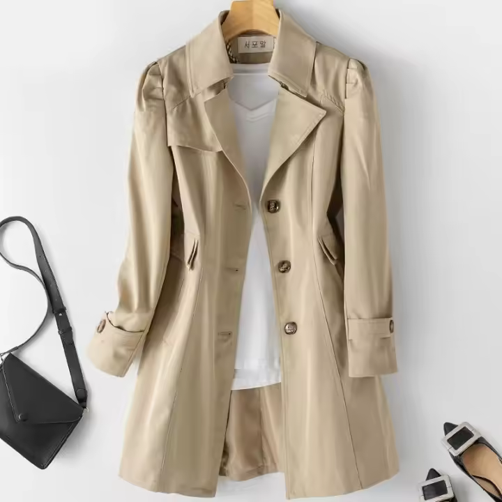 Gabardina informal de longitud media para mujer, abrigo ajustado de alta calidad, versión coreana, primavera y otoño, novedad de 2023 - 1