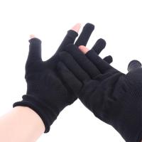 Protección solar para ciclismo al aire libre, guantes de nailon de Color sólido para hombre, guantes antideslizantes con dos dedos para pantalla táctil - details 12