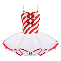 Vestido de baile de tutú de ballet a rayas de caña de caramelo para niños y niñas, disfraz de baile de patinaje artístico de Navidad para carnaval, fiesta temática de cosplay - details 1