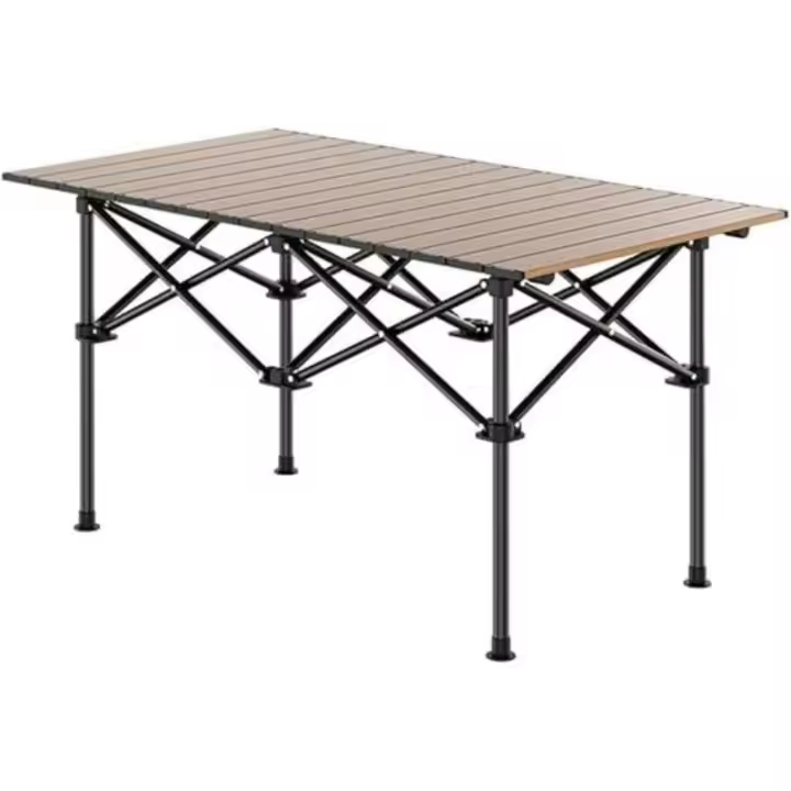 Mesa Plegable de Aluminio para Acampar Estilo Marrón 52x50x50cm - 1