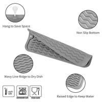 Alfombrilla de secado de platos para múltiples usos, fácil de limpiar, ecológica, alfombrilla de silicona resistente al calor para encimera de cocina, gris-A - details 3
