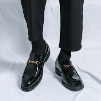 Zapatos de tacón bajo formales para hombre, mocasines informales antideslizantes, cómodos, transpirables, color negro y marrón, para fiesta de boda, Lea - details 24