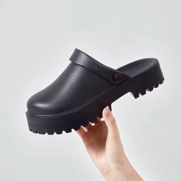Zapatillas de suela gruesa con punta para mujer, sandalias de verano para exteriores, a la moda, con heces, zapatos de pastel de esponja, 2024 - 1