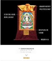 Avalokitesvara Thangka de cuatro brazos, sala de estar estilo Xizang, porche, bordado de Nepal, Buda, trompeta - details 2