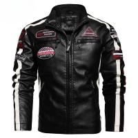 Nuevo traje de carreras de motos de los hombres, de cuero, de lana, delgado, chaqueta oscura, chaqueta de invierno para hombres, chaqueta de choque etiqueta - details 2