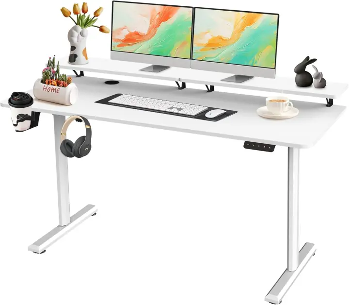 Mesa de Escritorio Elevable 160x70cm Ajustable en Altura Ideal para Estudiar, Trabajar, Juegar - 1