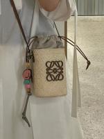 ⭐ ⭐ ⭐ Bolso de paja francés 2025 nuevo bolso Luojia tejido a mano bolso de mujer bolso de cubo bolso de mensajero de hombro bolso pequeño verano - details 2