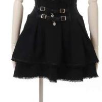 Minifalda estilo lolita de cintura alta pastel kawaii con encaje gótico - details 1