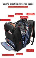 Bolsa de viaje de negocios para hombres, bolsa para computadora portátil de 16 pulgadas, almacenamiento multicapa, interfaz USB, correa de fijación de varilla de tracción - details 2