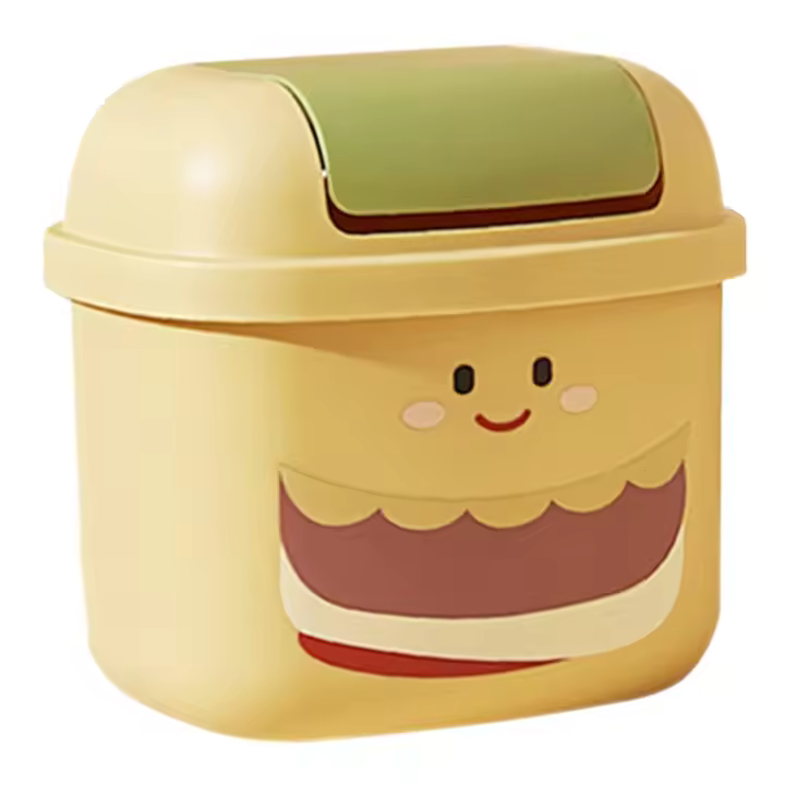 Cubo de basura Cubo de basura pequeño Tapa para alimentos Mini cubos de basura para escritorio de oficina Cubo de basura pequeño para mesa - 1