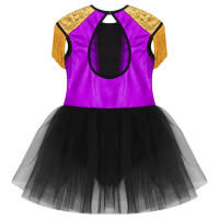 Disfraz de mago de maestro de ceremonias de circo para niñas, leotardo de lentejuelas de manga larga, tutú, vestido de juego de rol para fiesta temática de Halloween - details 4