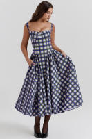 Vestidos a cuadros para mujer, vestido de verano con cuello Halter - details 1