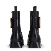 Botas de cuero y tobillo impermeables con punta cuadrada y hebilla de metal para mujer - details 2