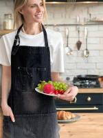 Delantal de Denim Sencillo Uniforme Unisex para Cocinar Ideal para Cocina, Belleza, Uñas, Café - details 5