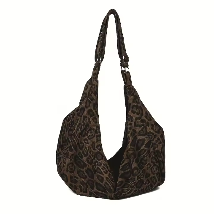 Bolso tote con estampado de leopardo de gran capacidad: bolso de hombro y bolso de mano versátil para mujer, nailon ligero, cierre de cremallera, perfecto para ir al trabajo, viajar y moda diaria, regalo ideal para ella - 1