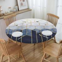 Mantel de Comedor Geométrico de Tela Cubierta de Mesa Elástica con Borde Redondo - details 2