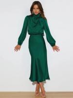 Primavera Verano nuevo vestido de manga larga de satén de gama alta vestido de noche elegante para mujer ropa de fiesta vestidos de celebridades - details 5