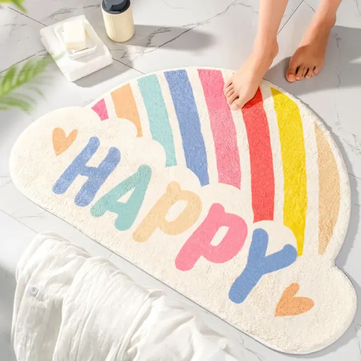 Alfombra de suelo suave arcoíris con absorción antideslizante para el hogar, entrada, dormitorio y baño - 1