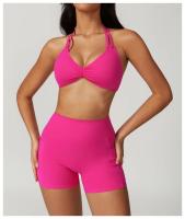 Sujetador de Yoga con cuello fruncido, ropa interior de alto impacto, Bralette acolchado de secado rápido para correr, Fitness y gimnasio - details 13