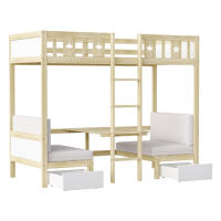 Cama de Alma de Madera 200*90 cm 2 en 1 Cama-Escritorio Autoconstruida, Tres Cajones Grandes - details 4