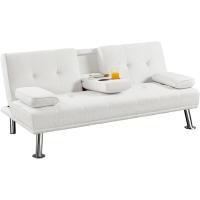 Sofá Cama Plegable de Poliéster 2 Plazas Soporte de Botella 167 X94 cm Max Capacidad 350 KG Gris - details 9