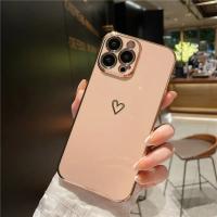 Funda de teléfono suave a prueba de golpes con forma de corazón de amor chapado para iPhone 14 13 12 11 Pro Max 15 X XR XS 7 8 Plus, funda protectora para cámara de lente - details 10
