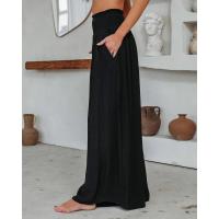 BUNO-Pantalones informales versátiles minimalistas para mujer, pantalones elásticos empalmados de cintura alta con bolsillos y pliegues, holgados, de color liso, a la moda, verano 2024 - details 4