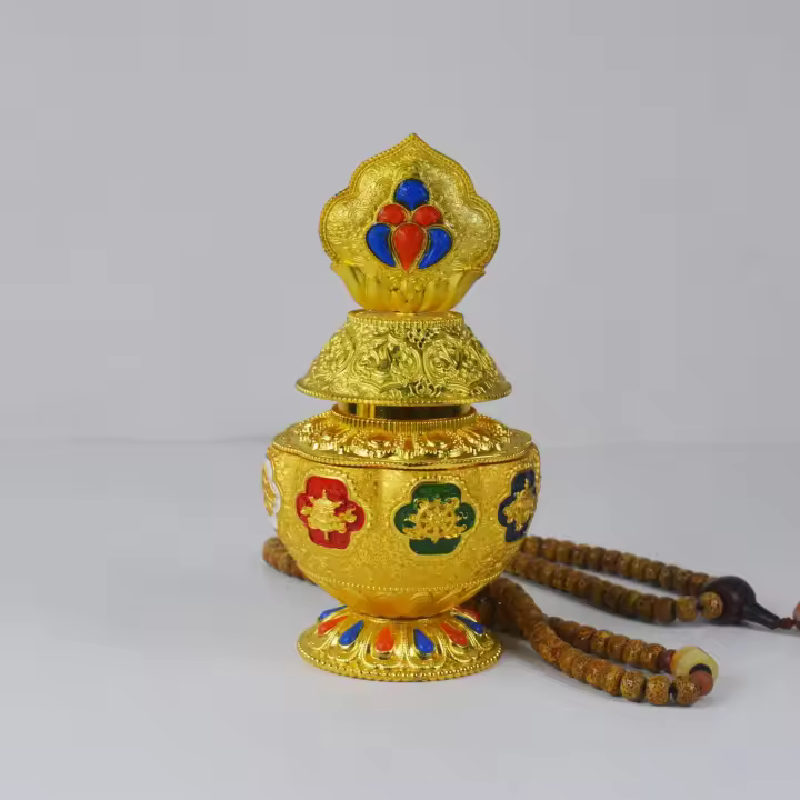 Exquisito adorno de aleación del rey dragón de loto de ocho auspiciosos para el jarrón de bebé Mani del dios oculto de la riqueza - 1