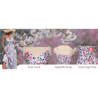 Vestido elegante con tirantes para mujer, estilo informal largo, ligero, sin mangas, con cuello en V y cintura elástica, para playa - details 4