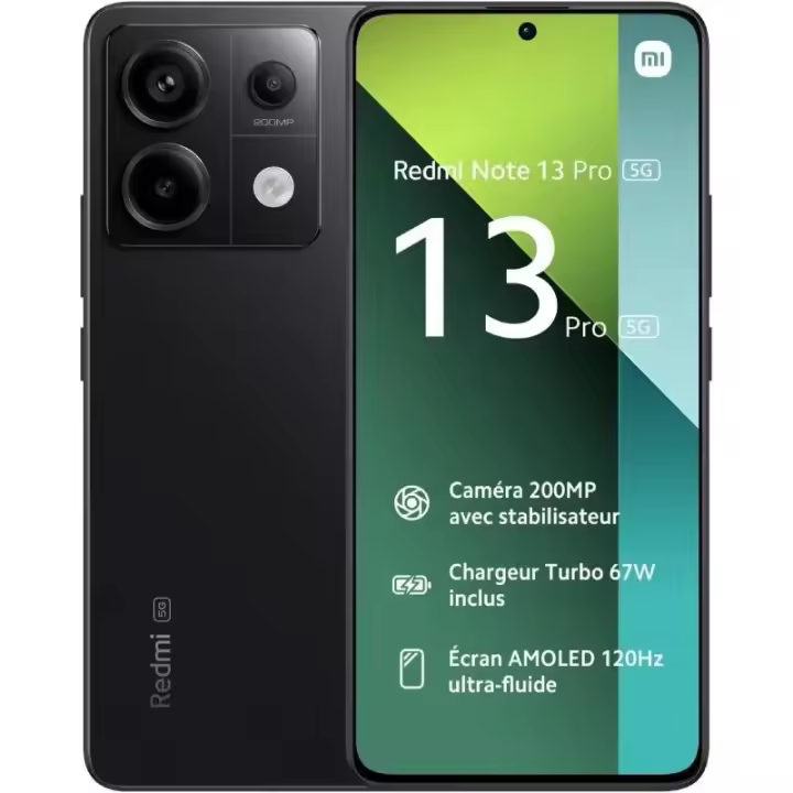 Xiaomi Redmi Note 13 Pro 5G 8+256GB NFC - Pantalla de 6,67", 1,5K 120Hz AMOLED, Snapdragon 7s, Cámara Ultra-Clara de 200MP con OIS, 5100mAh, Carga Turbo de 67W - 1