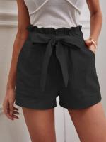 Pantalones Cortos de Verano para Mujer Algodón Transpirable, Cintura Elástica con Bolsillo, Color Sólido, Estilo Casual - details 33