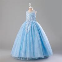 Vestido largo de lujo brillante y suave con bordado de cuentas para Navidad 2024, para niñas de 4 a 14 años, desfile, vestidos de dama de honor para boda. - details 24