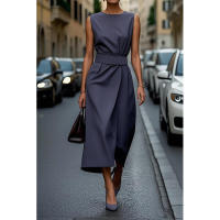 Vestido largo casual de moda con cuello redondo sin mangas para mujer, verano 2025 - details 3