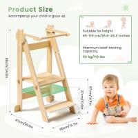 Ajustable en Altura de 2 escalones,Torre Multiusos para Niños Fácil de Montar (Color de la Madera) - details 2