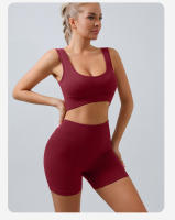 Traje de Fitness para Mujeres Ropa Deportiva de Yoga Pantalones Leggings Sujetador Deportivo Traje de Cintura Alta Shorts para Entrenamiento con Secado Rápido Material de Nylon - details 9
