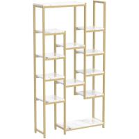 Estantería Dorada de 6 Niveles Moderna de 71 Pulgadas con 12 Estantes Almacenamiento de Mármol Sintético para Sala de Estar, Dormitorio - details 1