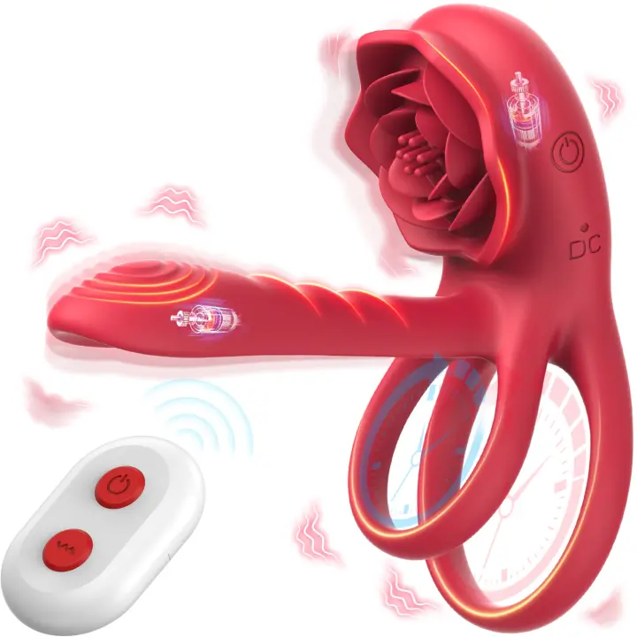 Anillo vibrador para pene Rose con 10 vibraciones, estimulador de clítoris y punto G, juguete sexual para parejas adultas, para hombres. - 1