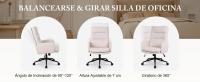 Silla Escritorio, Silla de Oficina de Lana de Teddy, Silla de Estudio con Ruedas, Altura Ajustable, Silla Giratoria para Hogar y Dormitorio, Crema, Negro - details 1