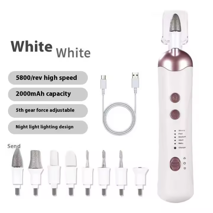 Taladro inalámbrico 8 en 1 Pro: kit de cortaúñas eléctrico silencioso y recargable para el hogar/sala de estar - 1
