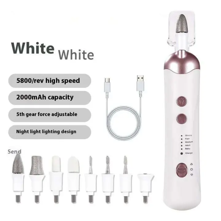Taladro inalámbrico 8 en 1 Pro: kit de cortaúñas eléctrico silencioso y recargable para el hogar/sala de estar - 1