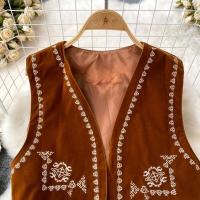 Camiseta bohemia, chaleco de punto sin mangas con cuello en V, moda folk independiente para mujer, retro, Almiti, 2024 - details 1