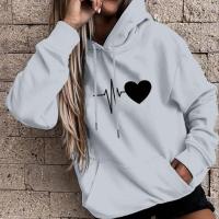 Sudadera con capucha para mujer, suéter cálido con cordón, estampado de corazón, Primavera, novedad - details 3