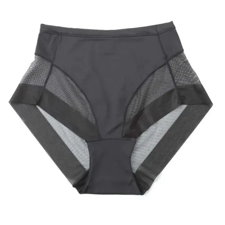 Ropa interior de mujer de cintura alta sin costuras con control abdominal, levantamiento de cadera, ropa interior invisible de seda helada - 1