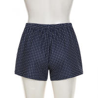 Pantalones cortos básicos cómodos e informales sueltos con botones de cintura elástica tejidos a rayas de verano para mujer - details 65