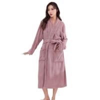 Bata larga de lana de Coral, Kimono cálido de franela, ropa de dormir informal, lencería íntima, ropa de casa gruesa, camisón de invierno - details 6