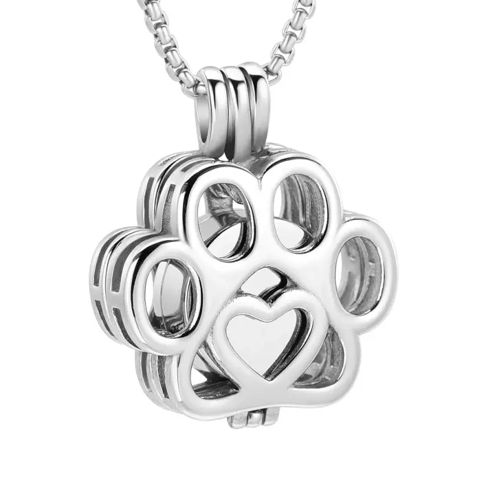 Joyería de Cremación para Mascotas Medallón Conmemorativo de Acero Inoxidable, Collar, Mini urna de Cremación para Pata de Perro/Gato - 1