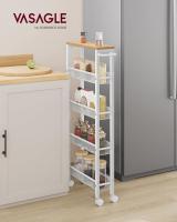 Carro de 4 Niveles, Carro Estrecho de Cocina con Ruedas, con Asa, para Espacio Reducido, 22 x 45,4 x 77 cm, para Cocina, Baño, Salón, Estudio, Marrón Rústico y Negro LRC033B01 - details 40