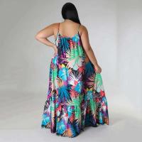 Vestidos de talla grande 5XL 4XL para mujer, batas con volantes en cascada, vestido holgado informal de estilo callejero con estampado de verano y otoño, vestido Maxi de talla grande - details 24
