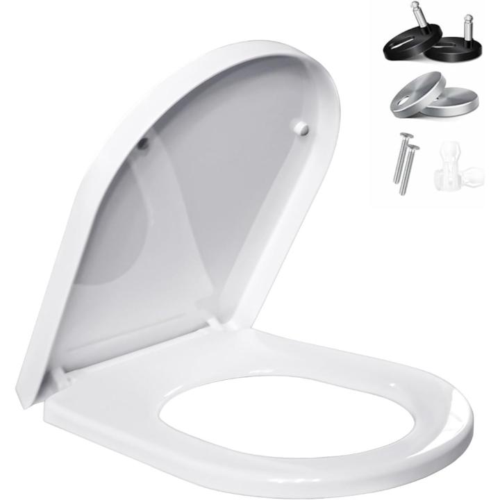 Asiento de Inodoro en Forma de D, Liberación Rápida para Fácil Limpieza, Tapa Inodoro, Capacidad de Carga 175 kg, Blanco (D Forma)